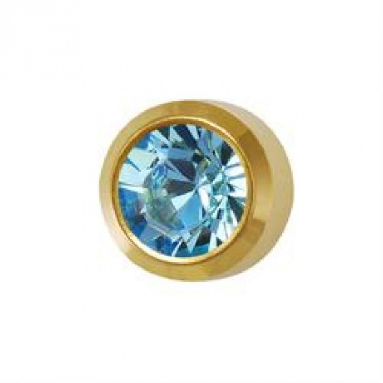 Akwamaryn (jasnoniebieski) - oprawa złota - mini kamienie przezroczyste